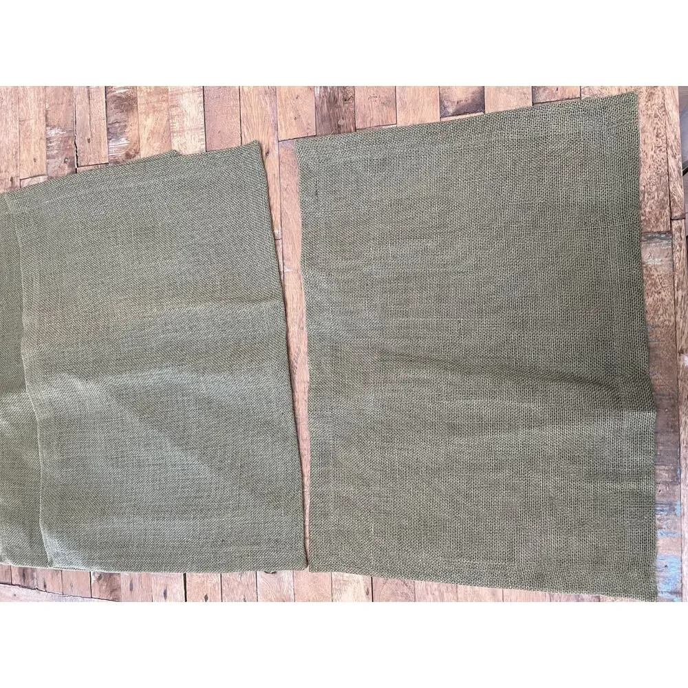 Olive Green Textured Burlap Jute Placemats Set of 4 20
